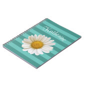 Carnet White Daisy Turquoise strié Nom personnalisé (Côté gauche)