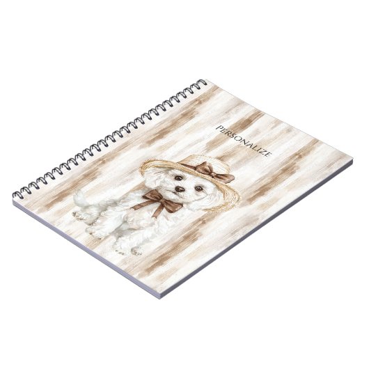 Carnet White Dog Hat with Bow (Côté gauche)