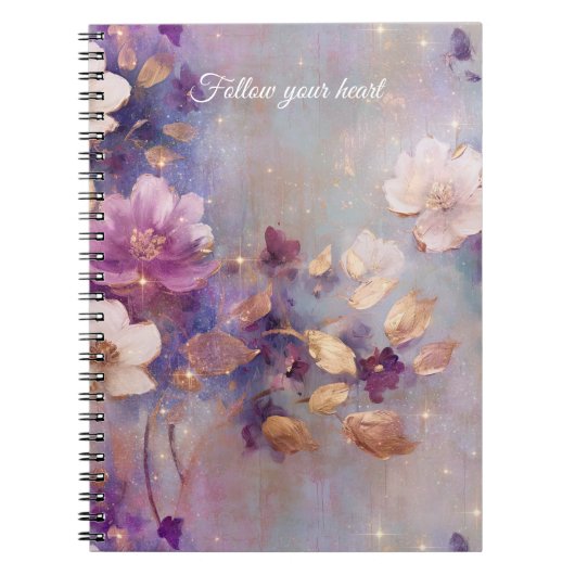 Carnet White Gold Purple Floral   (Devant)
