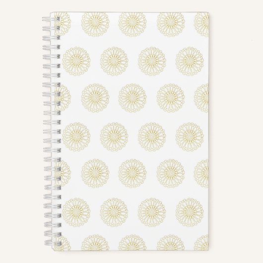 Carnet White | Golden Zinnia Flower Medallions (Recto)