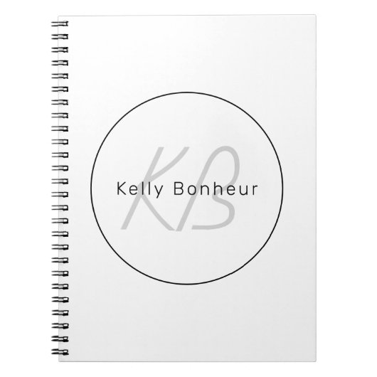 Carnet White Grey et Black | Cool Name & Monogram (Devant)