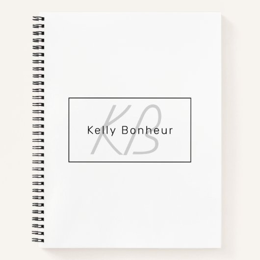Carnet White Grey et Black | Cool Name & Monogram (Devant)