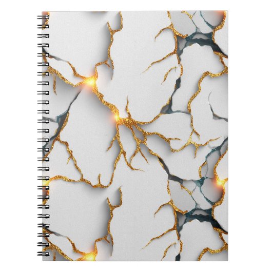 Carnet White Marble Texture with Glowing Gold Veins (Devant)