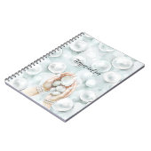 Carnet White Ocean Seafoam Blue Shells Pearls (Côté gauche)
