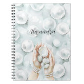 Carnet White Ocean Seafoam Blue Shells Pearls (Devant)