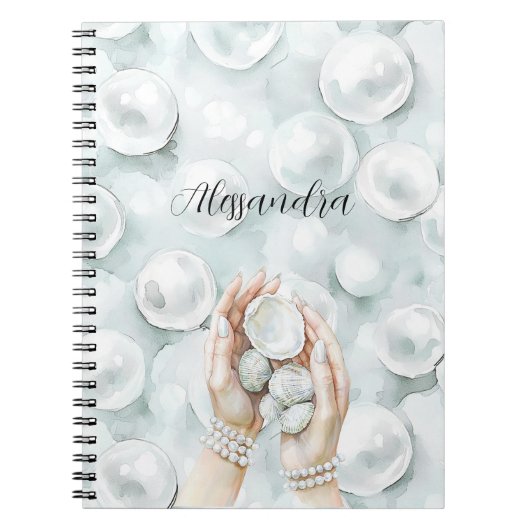 Carnet White Ocean Seafoam Blue Shells Pearls (Devant)