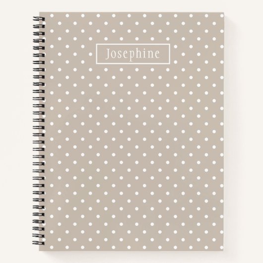 Carnet White On Beige Polka Dots Pattern With Custom Name (Devant)
