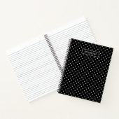 Carnet White On Black Polka Dots Pattern With Custom Name (Intérieur)