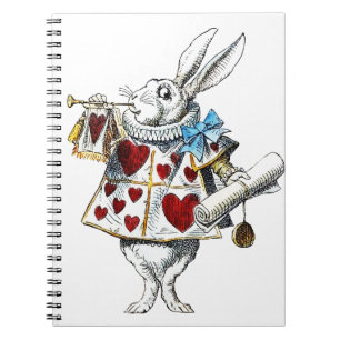 Carnet White Rabbit Alice Wonderland Hearts