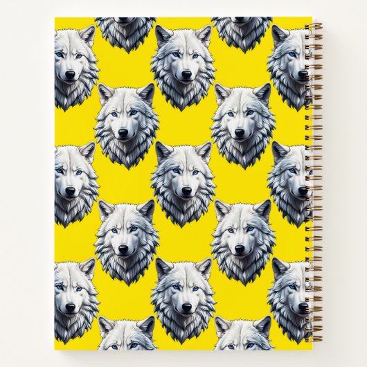 Carnet White Wolf Head Pattern Design Yellow  (Dos)