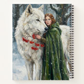 Carnet White Wolf Redhead Druid Winter Berries Fantasy Ar (Dos)