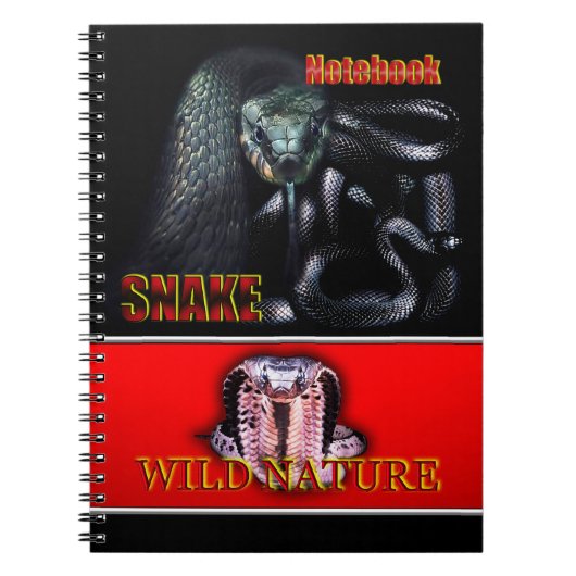 Carnet WILD NATURE - collection de design SNAKE noir (Devant)