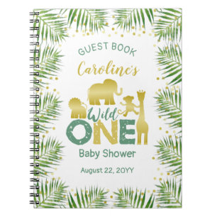 Carnet Wild One Gold Safari Baby Shower Guest Book