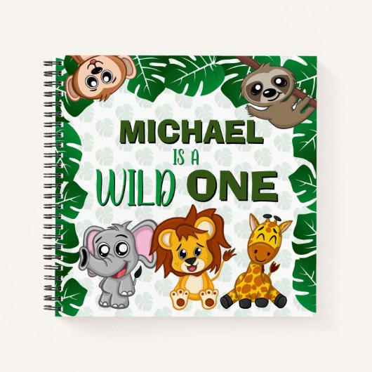 Carnet Wild One Jungle Safari animal premier anniversaire (Devant)
