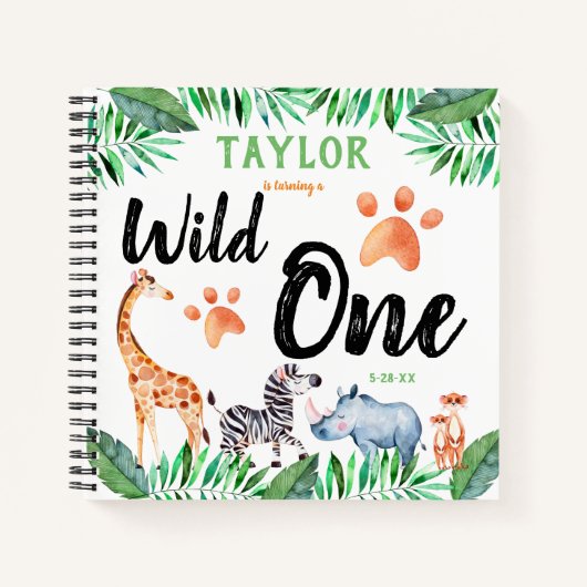 Carnet Wild One Safari animal 1er anniversaire fête invit (Devant)