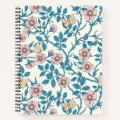 Carnet Wild roses and butterflies /pink/blue/off white (Devant)