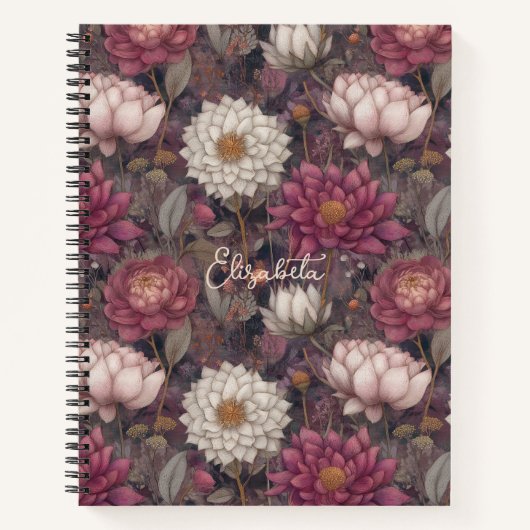 Carnet Wildflower Pink and White Garden Personalized (Devant)
