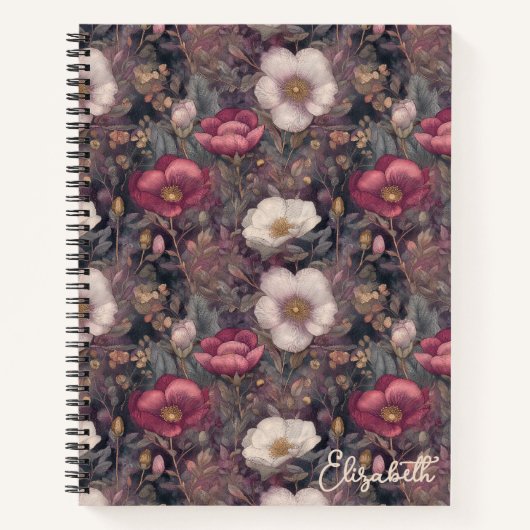 Carnet Wildflower Pink Rose Garden Personalized  (Devant)