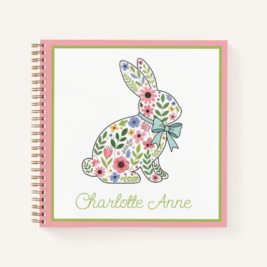 Carnet Wildflower Spring Rabbit Personalized (Devant)