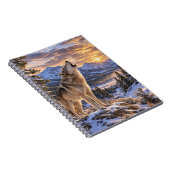 Carnet Wildlife Howling Gray Wolf Mountain Sunset Scene (Côté Droit)