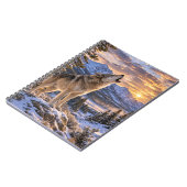 Carnet Wildlife Howling Gray Wolf Mountain Sunset Scene (Côté gauche)