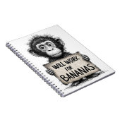 Carnet Will Work for Bananas - Humorous Monkey Sketch (Côté Droit)