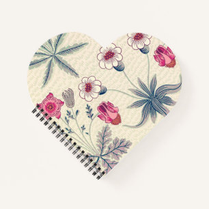 Carnet William Morris Daisy Motif Floral Rouge Orange