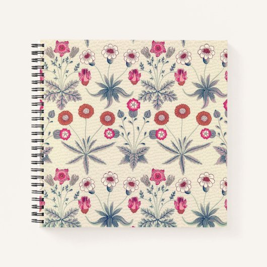 Carnet William Morris Daisy Motif Floral Rouge Orange (Devant)