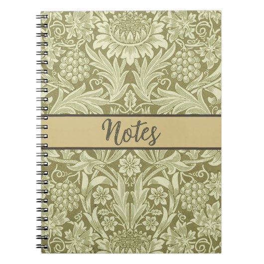 Carnet William Morris Fleur verte tournesol (Devant)