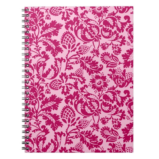 Carnet William Morris Floral Damask, Fuchsia et Pink (Devant)