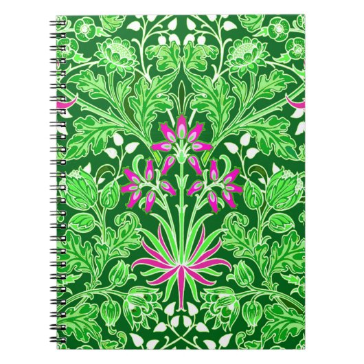 Carnet William Morris Hyacinth Print, Lime and Emerald (Devant)