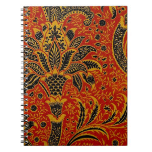 Carnet William Morris India Rouge Floral Vintage Classiqu