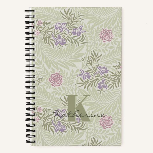 Carnet William Morris Lavender & Motif Larkspur rose (Recto)
