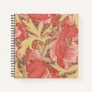 Carnet William Morris Poppies Floral Art Nouveau Motif