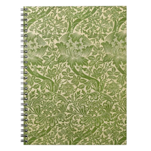 Carnet William Morris Rose et chardon vert floral (Devant)