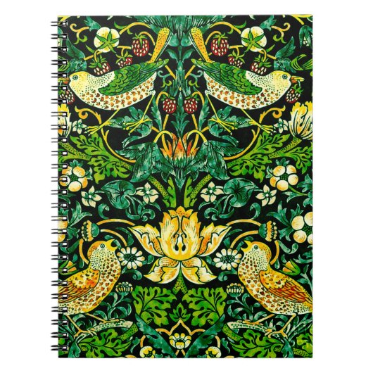 Carnet William Morris Strawberry Thief Vert Et Orange (Devant)