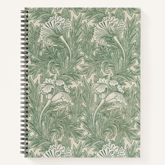 Carnet William Morris tulip fond textile vert (Devant)