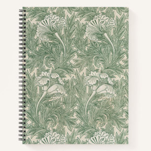 Carnet William Morris Vert Sauge Motif Tulipe : Vintage
