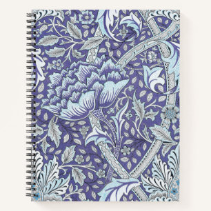 Carnet William Morris Windrush motif floral bleu