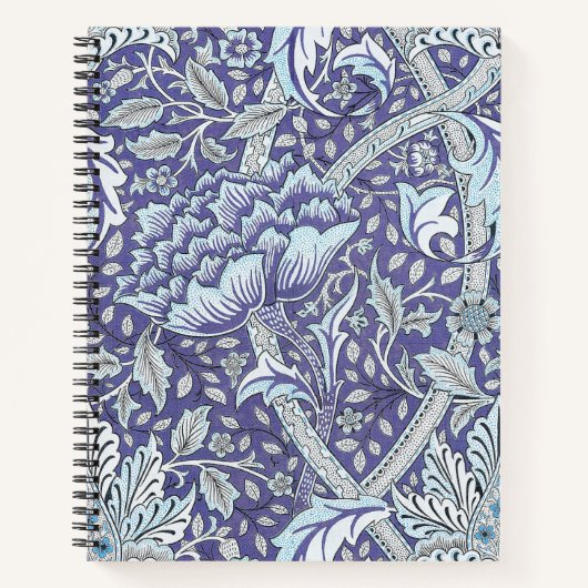 Carnet William Morris Windrush motif floral bleu (Devant)
