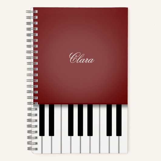 Carnet Wine Red Elegant Piano Clavier Personnalisé (Recto)