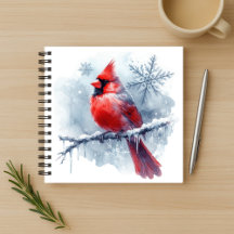 Winter Cardinal with Snowflakes on Icy Branch
