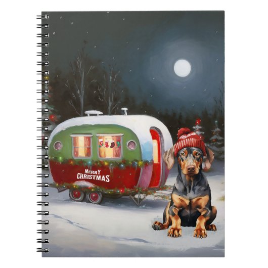 Carnet Winter Doberman Caravan Christmas Adventure (Devant)
