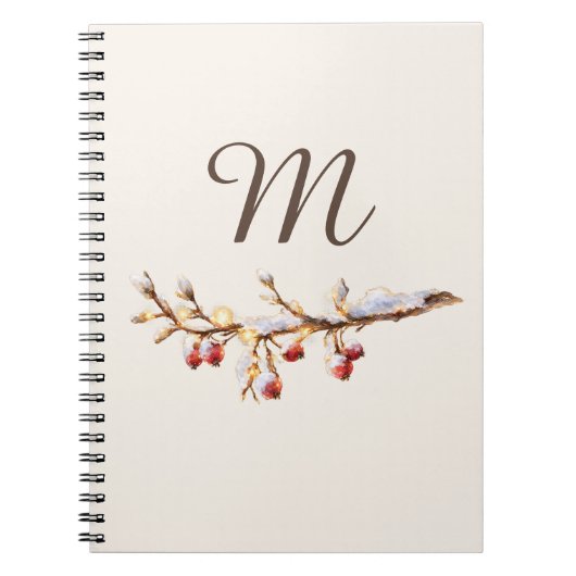 Carnet Winter Pinecone & Berry  Monogram (Devant)