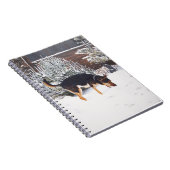 Carnet Winter snow scene with cute black and tan dog (Côté Droit)