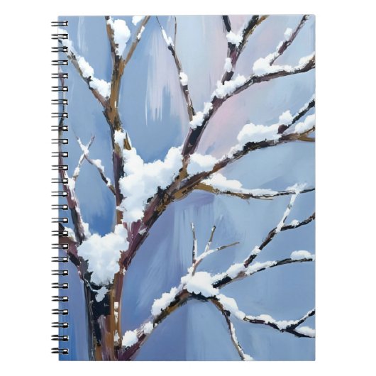 Carnet Winter Wonderland Snowy Tree Branches Painted (Devant)