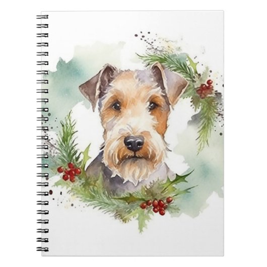 Carnet Wirefox Terrier Festive de Noël Wreath Pup (Devant)