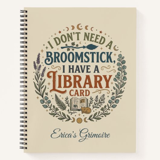 Carnet Witchy Librarian Library Card Book Lover Custom (Devant)