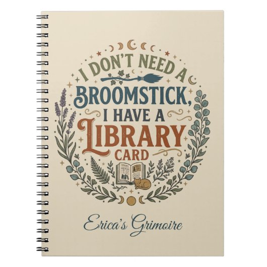 Carnet Witchy Librarian Library Card Book Lover Custom (Devant)