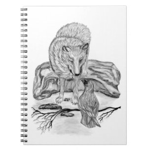 Carnet Wolf and Raven black and white design